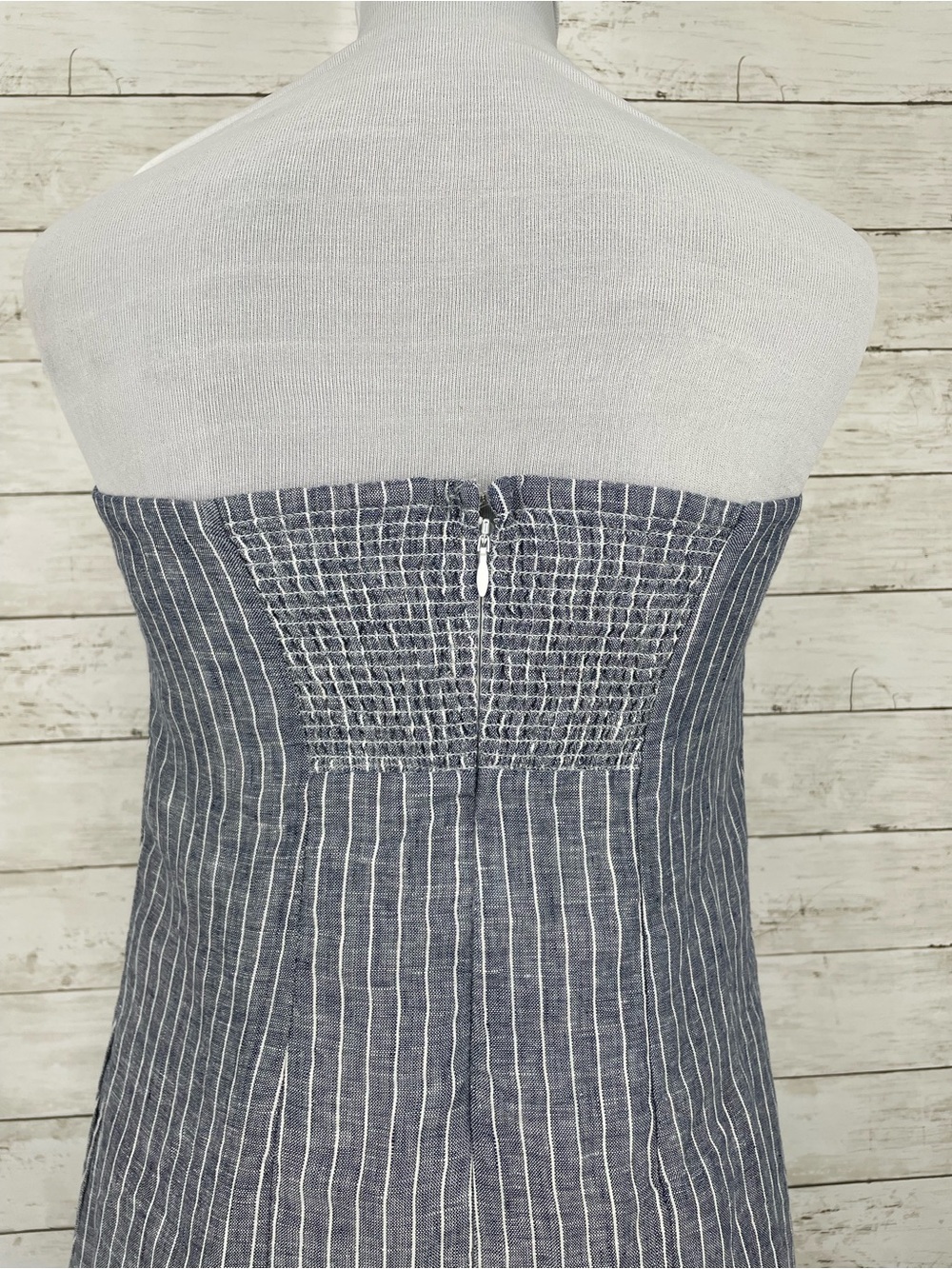 Quince 100% European Linen Strapless Maxi Dress Chambray Stripe XS NWT - Picture 6 of 10